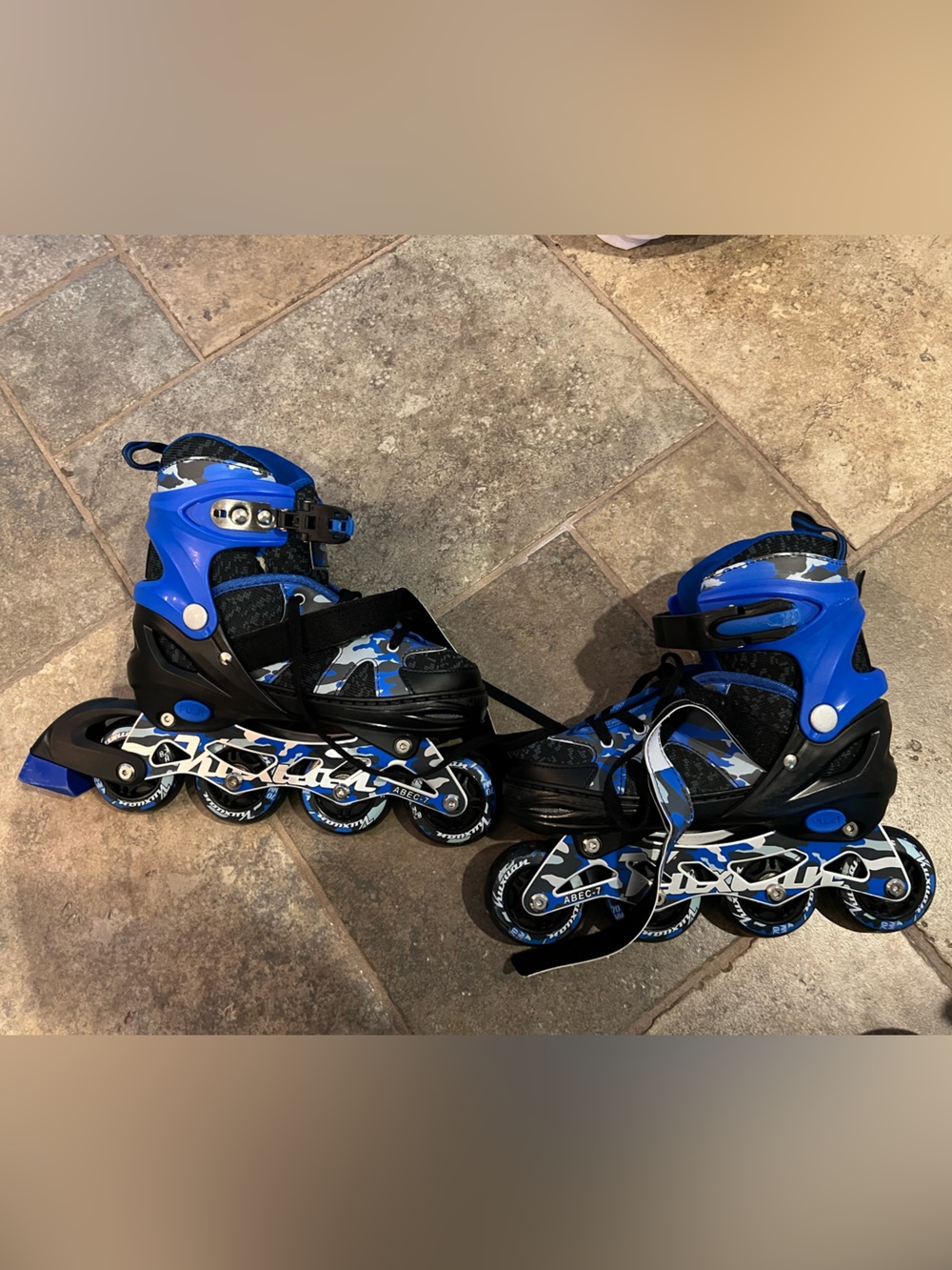 Kids Adjustable Inline Roller Skates Blue & Black Roller Blades